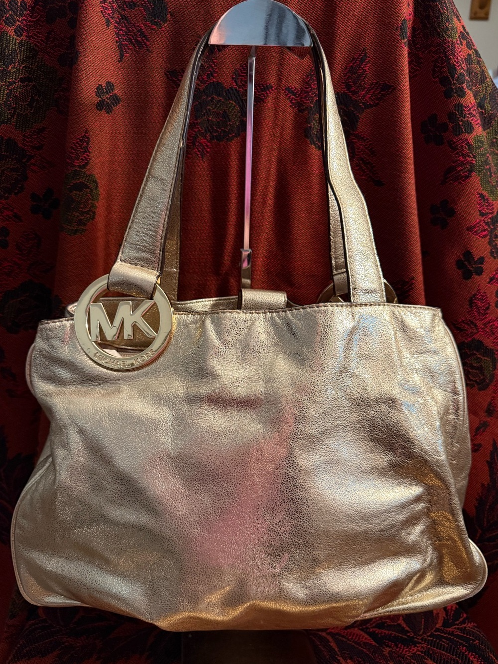 Michael Kors Metallic Gold Tote with MK Charm